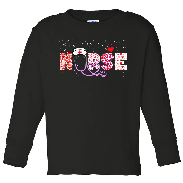 Valentines Day Nurse Logo Toddler Long Sleeve Shirt