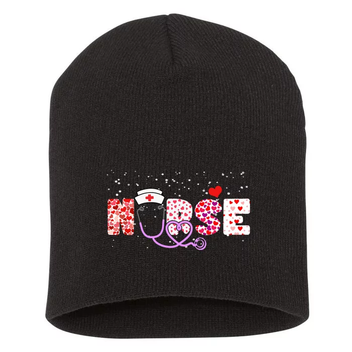 Valentines Day Nurse Logo Short Acrylic Beanie