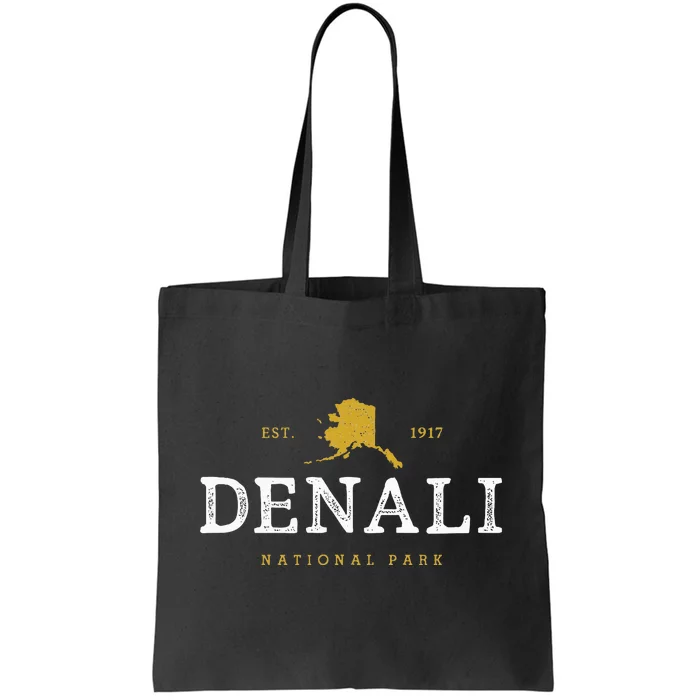 Vintage Denali National Park Alaska Souvenir Est 1917 Tote Bag