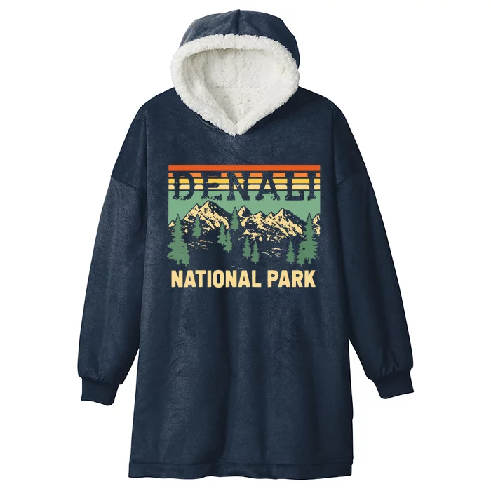 Vintage Denali National Park Denali Park Alaska Hooded Wearable Blanket