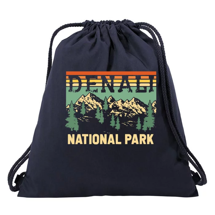 Vintage Denali National Park Denali Park Alaska Drawstring Bag