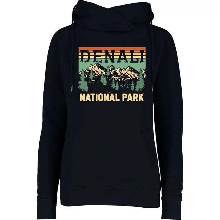 Vintage Denali National Park Denali Park Alaska Womens Funnel Neck Pullover Hood