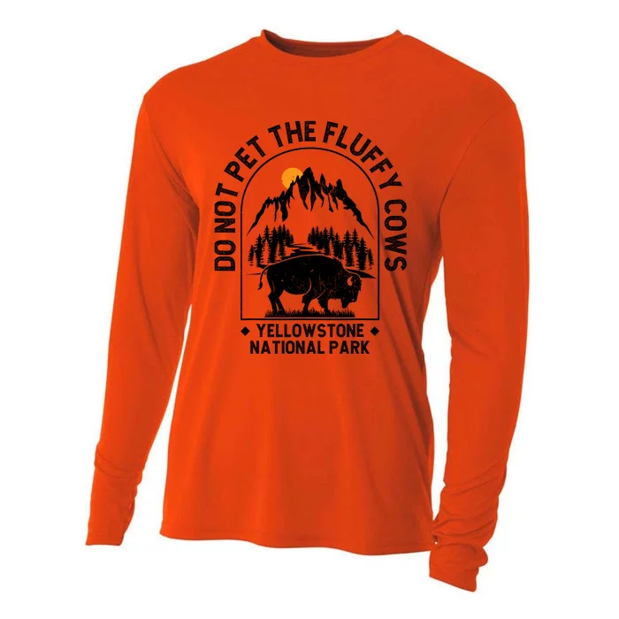 Vintage Do Not Pet The Fluffy Cows Yellowstone National Park Cooling Performance Long Sleeve Crew