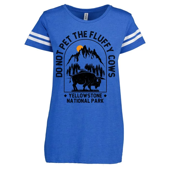 Vintage Do Not Pet The Fluffy Cows Yellowstone National Park Enza Ladies Jersey Football T-Shirt