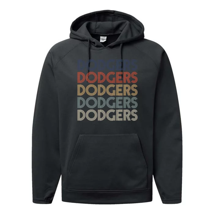 Vintage Dodgers Name Personalized Retro Gift Men Women Performance Fleece Hoodie