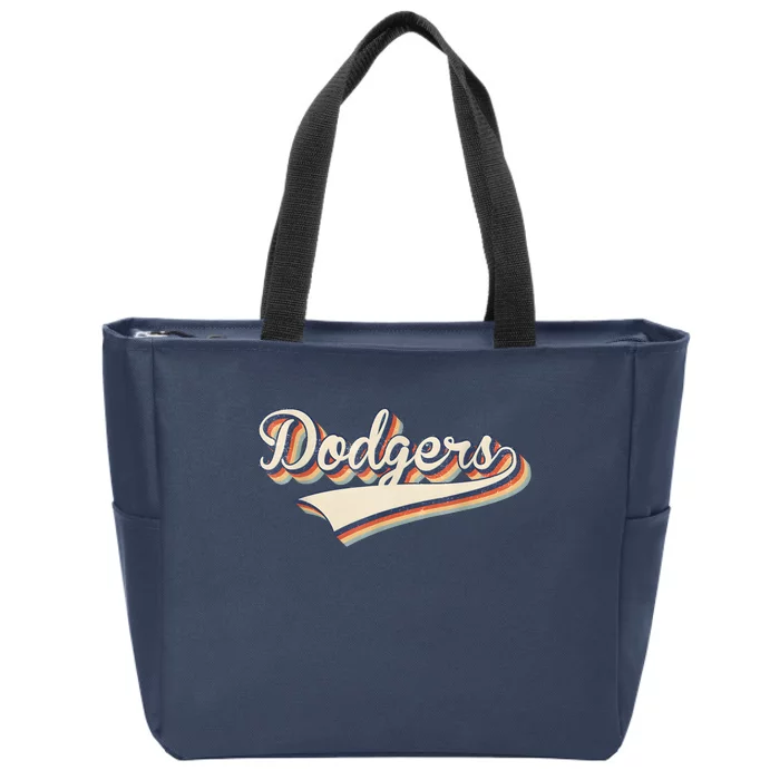 Vintage Dodgers Name Throwback Retro Apparel Gift Men Women Zip Tote Bag