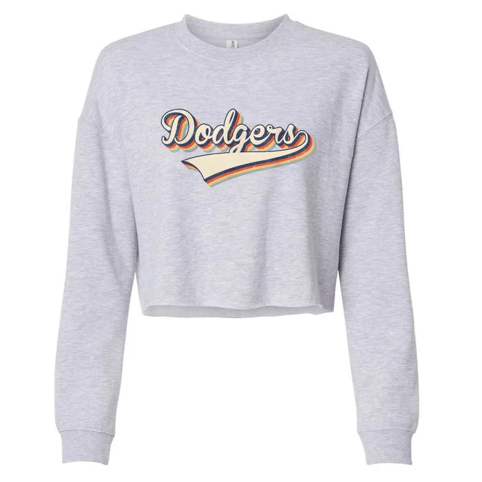 Vintage Dodgers Name Throwback Retro Apparel Gift Men Women Cropped Pullover Crew