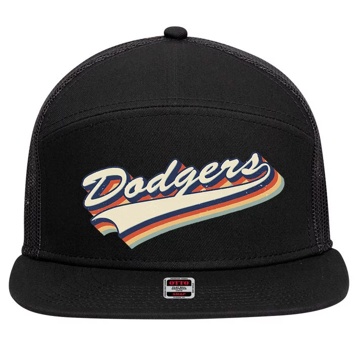 Vintage Dodgers Name Retro Style 70s 80s 90s Gift Women 7 Panel Mesh Trucker Snapback Hat