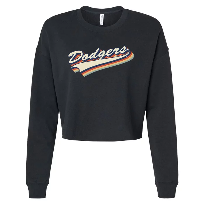 Vintage Dodgers Name Retro Style 70s 80s 90s Gift Women Cropped Pullover Crew