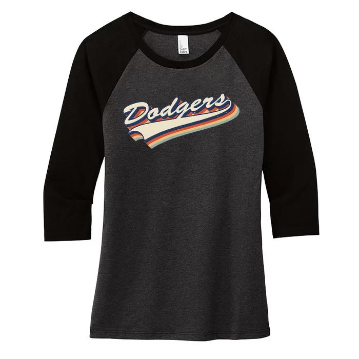 Vintage Dodgers Name Retro Style 70s 80s 90s Gift Women Women's Tri-Blend 3/4-Sleeve Raglan Shirt