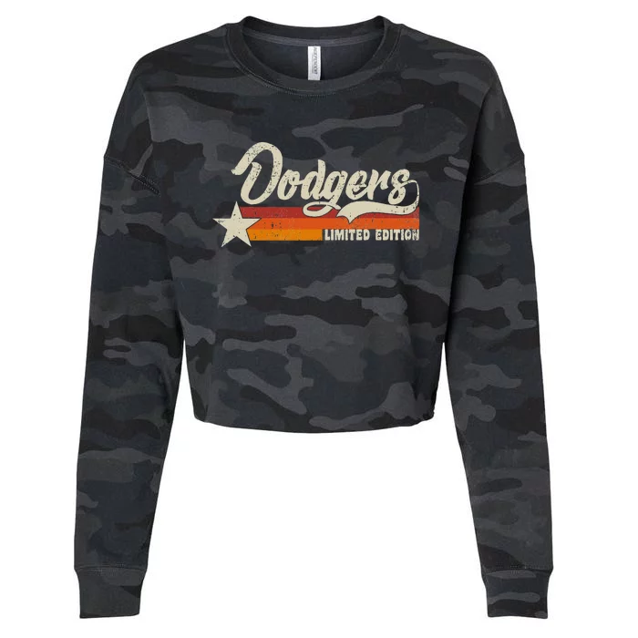 Vintage Dodgers Name Throwback Retro Cropped Pullover Crew