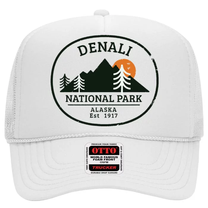 Vintage Denali National Park Alaska High Crown Mesh Trucker Hat