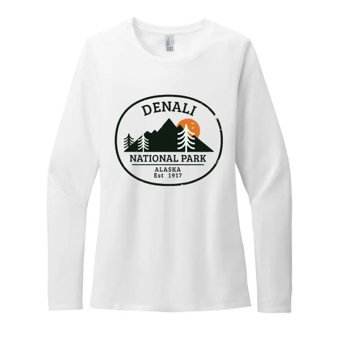 Vintage Denali National Park Alaska Womens CVC Long Sleeve Shirt