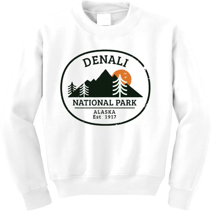 Vintage Denali National Park Alaska Kids Sweatshirt