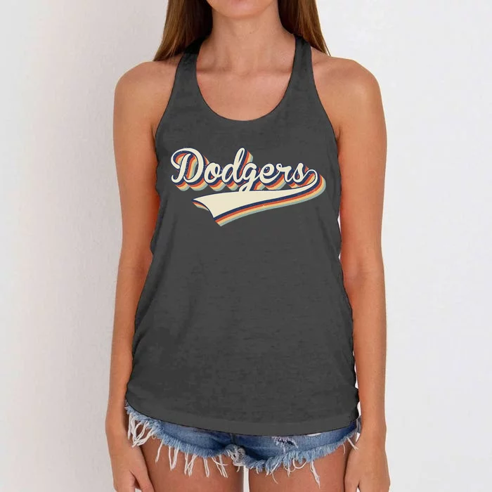 Vintage Dodgers Name Throwback Retro Gift Women's Knotted Racerback Tank