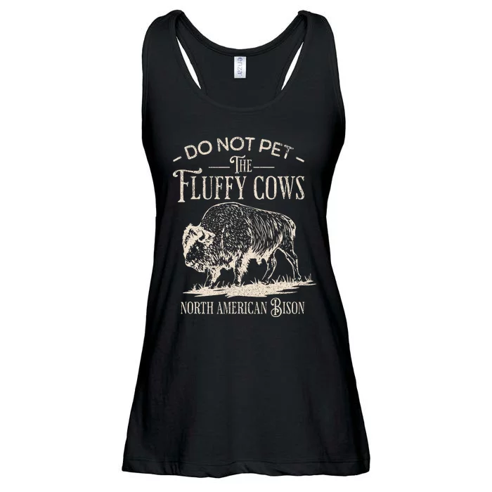 Vintage Do Not Pet The Fluffy Cows North American Bison Ladies Essential Flowy Tank