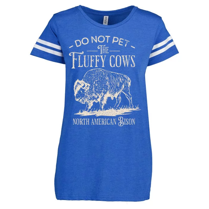 Vintage Do Not Pet The Fluffy Cows North American Bison Enza Ladies Jersey Football T-Shirt