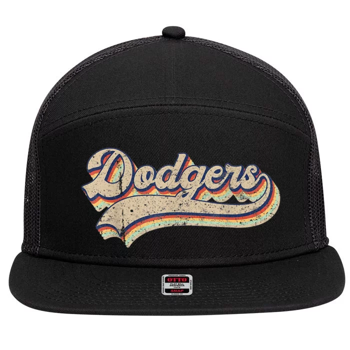 Vintage Dodgers Name Throwback Retro 7 Panel Mesh Trucker Snapback Hat