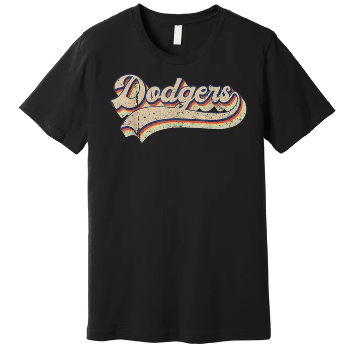 Vintage Dodgers Name Throwback Retro Premium T-Shirt