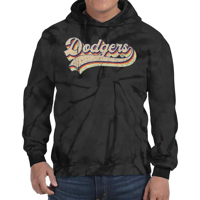 Vintage Dodgers Name Throwback Retro Tie Dye Hoodie