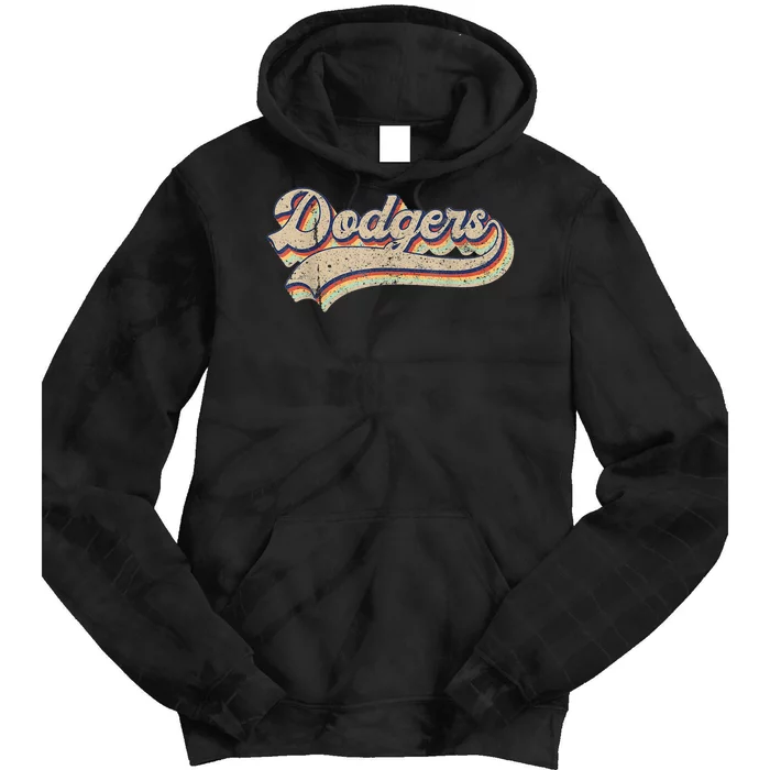 Vintage Dodgers Name Throwback Retro Tie Dye Hoodie