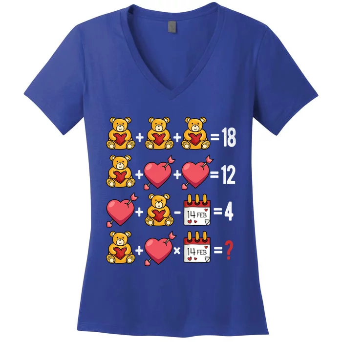 Valentines Day Order Of Operations Valentines Math Teacher Gift Women's V-Neck T-Shirt