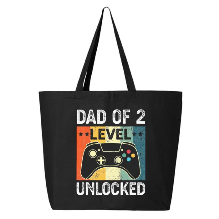 Vintage Dad Of Two Level Unlocked Pregnancy Announcement 25L Jumbo Tote