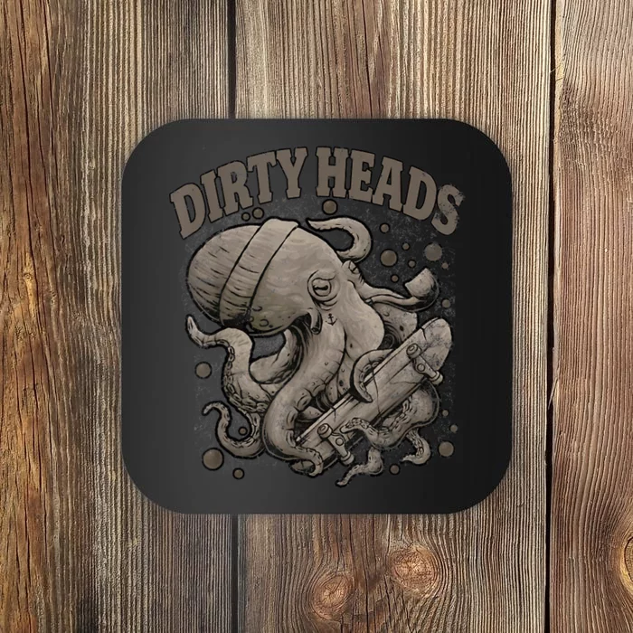 Vintage Dirty Octopus Heads With Skateboard Music Lover Coaster