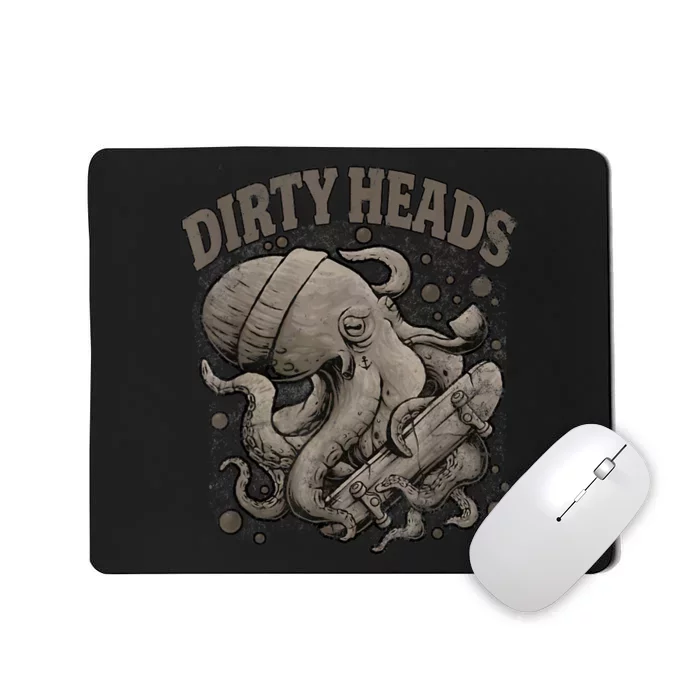 Vintage Dirty Octopus Heads With Skateboard Music Lover Mousepad