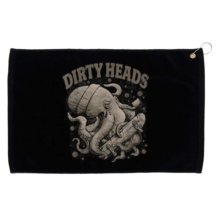 Vintage Dirty Octopus Heads With Skateboard Music Lover Grommeted Golf Towel