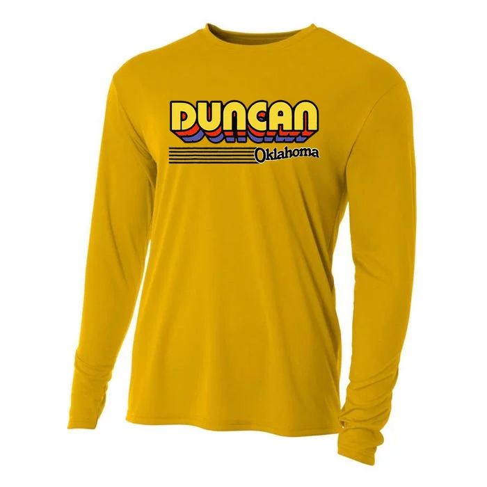 Vintage Duncan Oklahoma Retro Stripes Cooling Performance Long Sleeve Crew