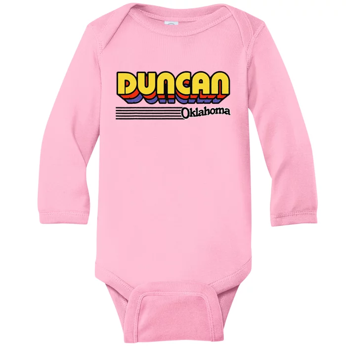 Vintage Duncan Oklahoma Retro Stripes Baby Long Sleeve Bodysuit