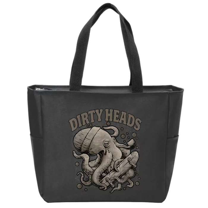 Vintage Dirty Octopus Heads With Skateboard Music Lover Zip Tote Bag