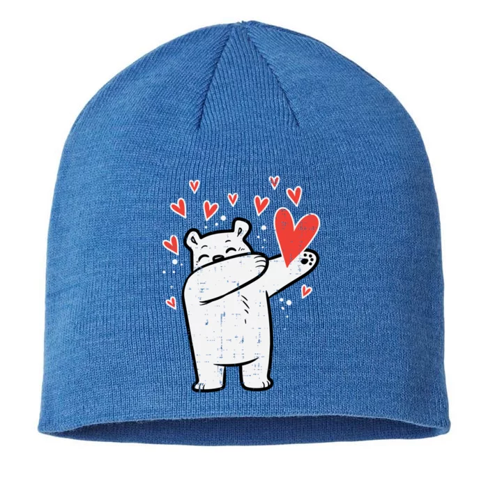 Valentines Day Polar Bear Dab Great Gift 8 1/2in Sustainable Knit Beanie