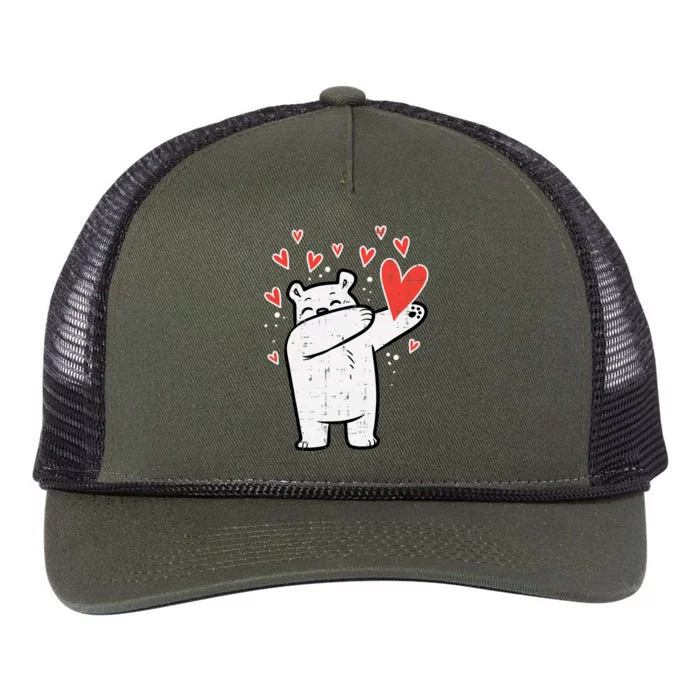 Valentines Day Polar Bear Dab Great Gift Retro Rope Trucker Hat Cap