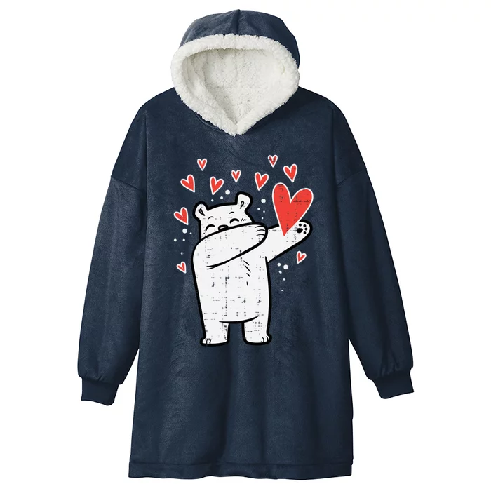 Valentines Day Polar Bear Dab Great Gift Hooded Wearable Blanket