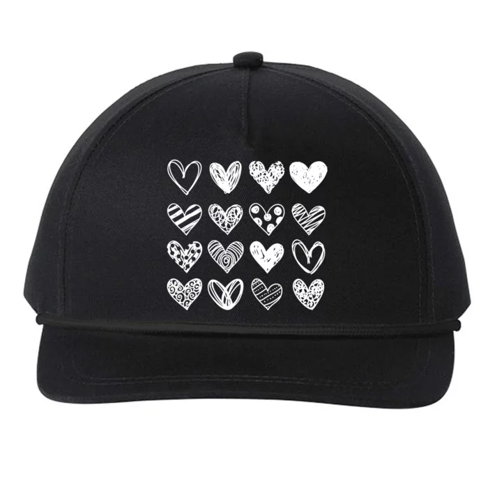 Valentines Day Pattern Hearts Snapback Five-Panel Rope Hat