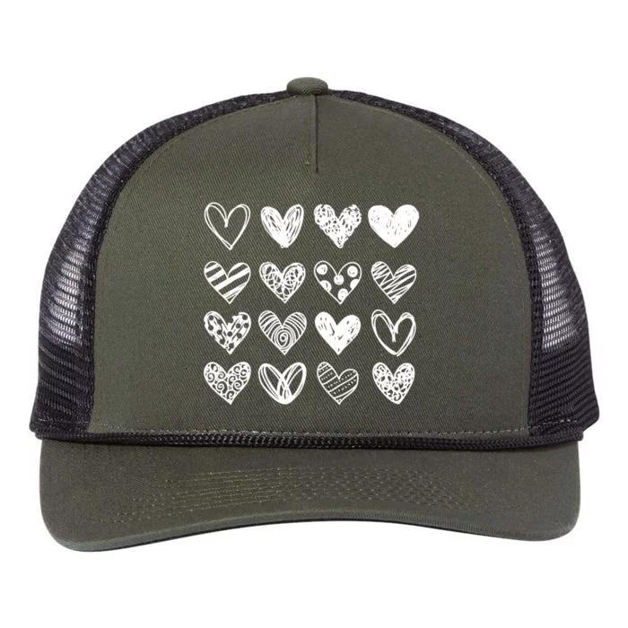 Valentines Day Pattern Hearts Retro Rope Trucker Hat Cap