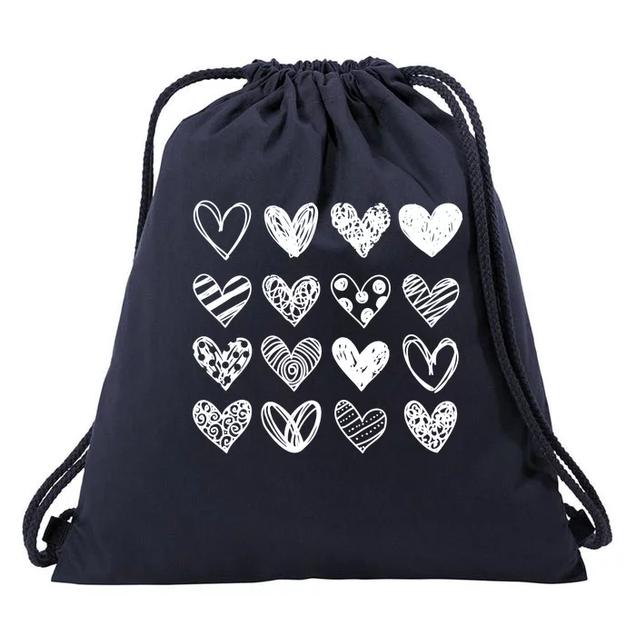 Valentines Day Pattern Hearts Drawstring Bag