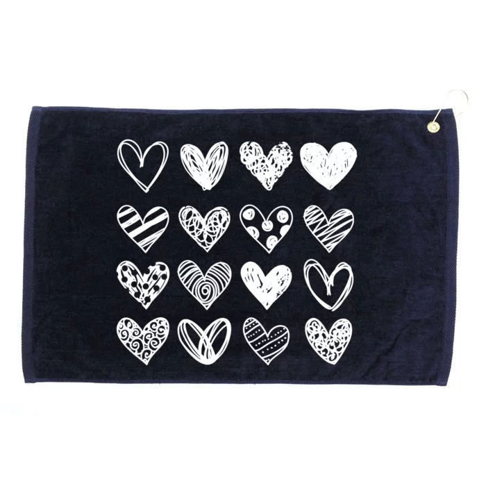 Valentines Day Pattern Hearts Grommeted Golf Towel