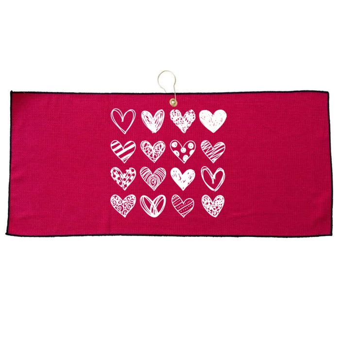 Valentines Day Pattern Hearts Large Microfiber Waffle Golf Towel