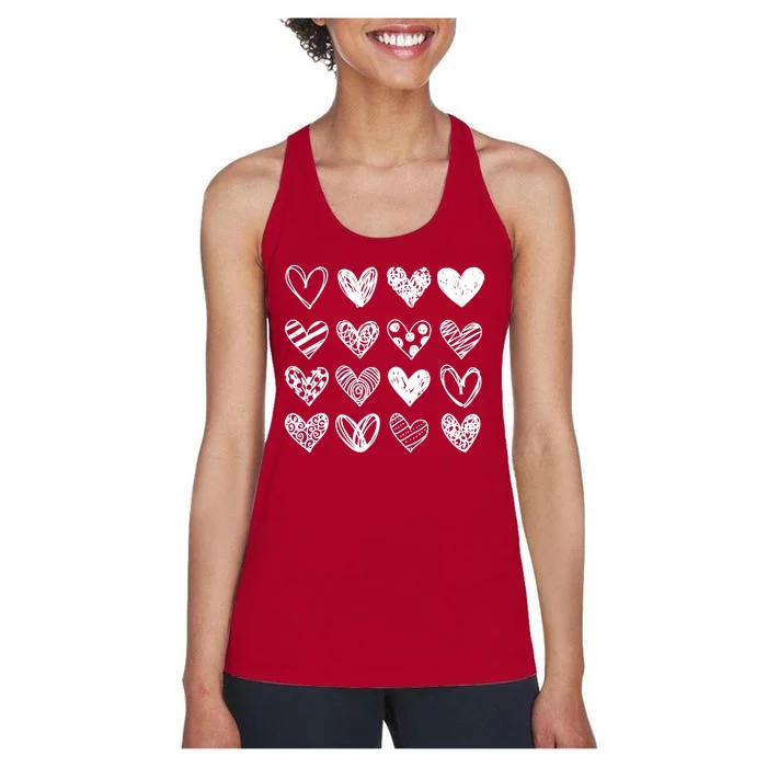 Valentines Day Pattern Hearts Women's Racerback Tank