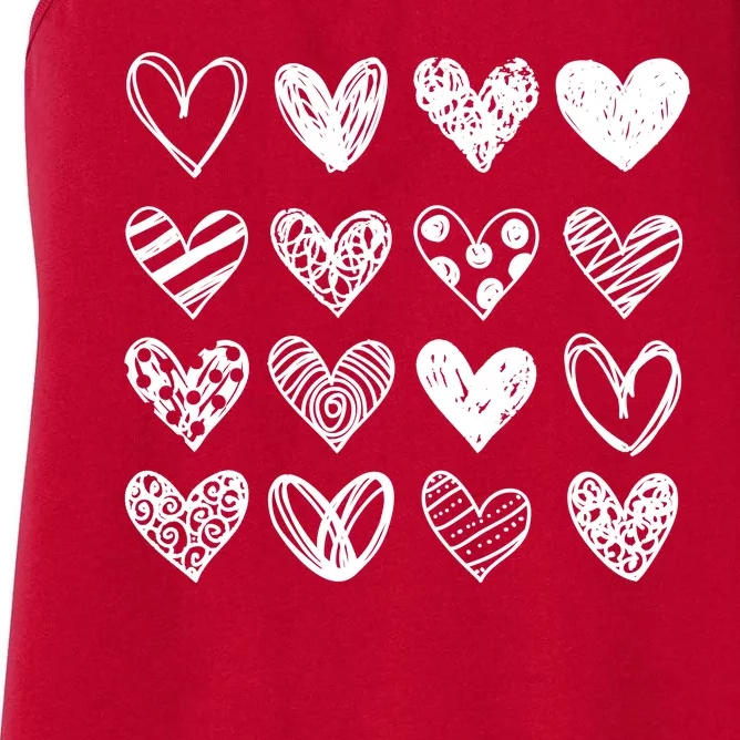 Valentines Day Pattern Hearts Women's Racerback Tank