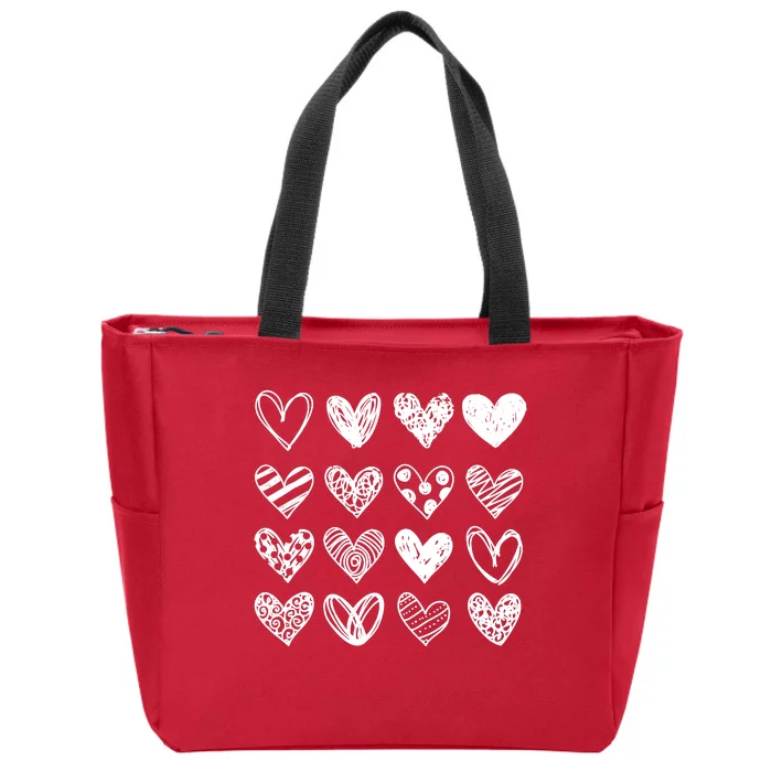 Valentines Day Pattern Hearts Zip Tote Bag