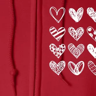 Valentines Day Pattern Hearts Full Zip Hoodie