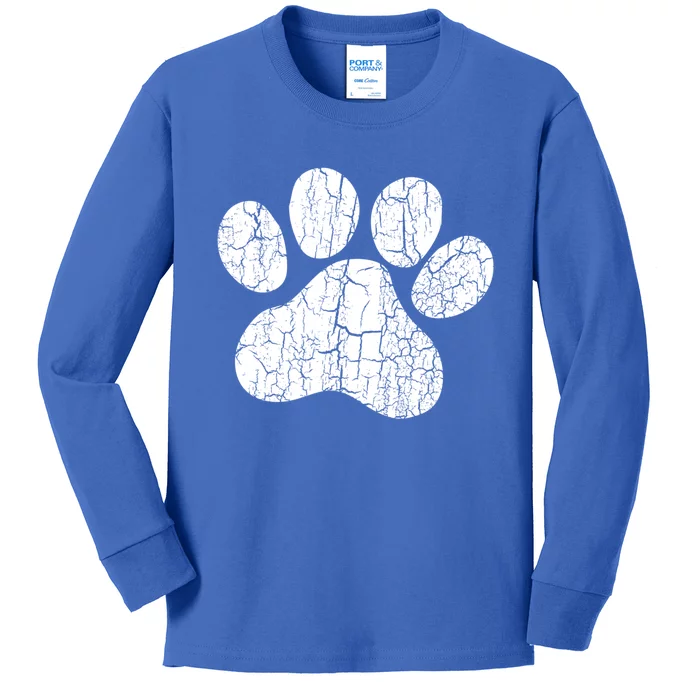 Vintage Dog Paw Funny Gift For Dog Lovers Gift Kids Long Sleeve Shirt