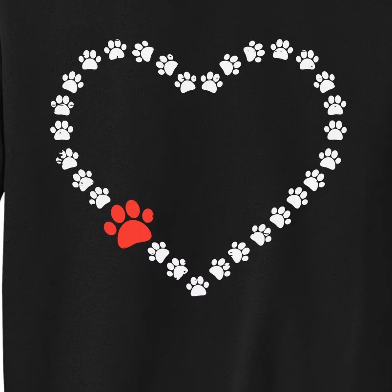 Valentines Day Paw Print Heart Dog Cat Owner Tall Sweatshirt