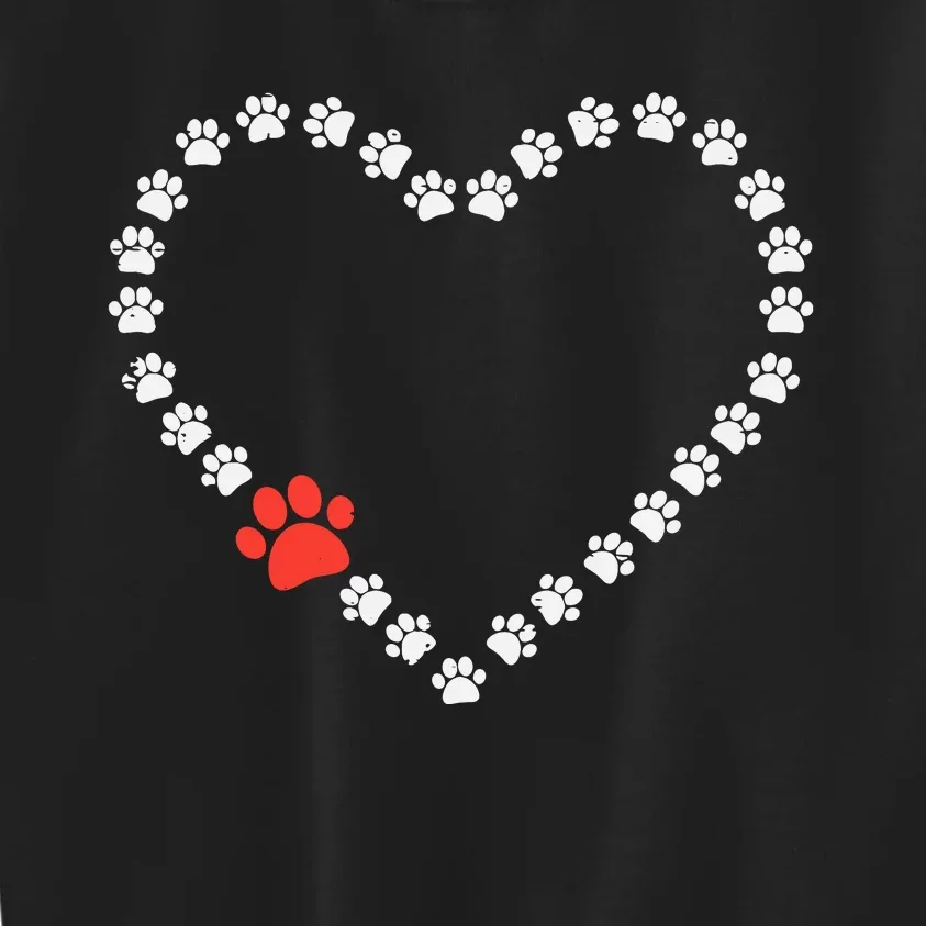 Valentines Day Paw Print Heart Dog Cat Owner Kids Sweatshirt