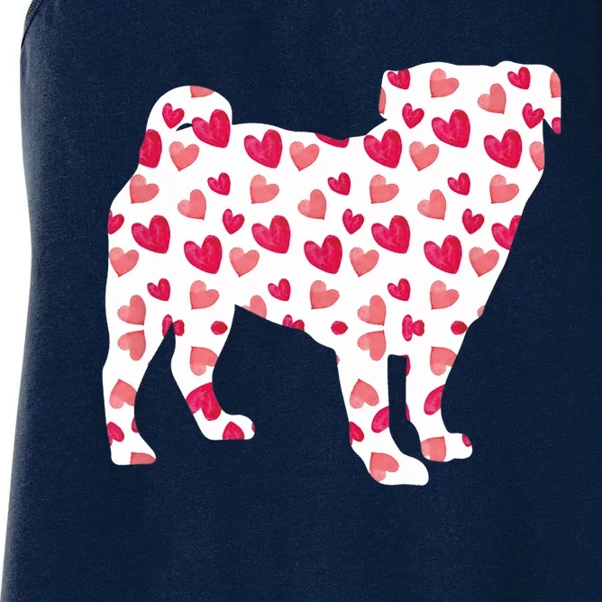 Valentines Day Pug Hearts Puppy Dog Lover Women's Racerback Tank