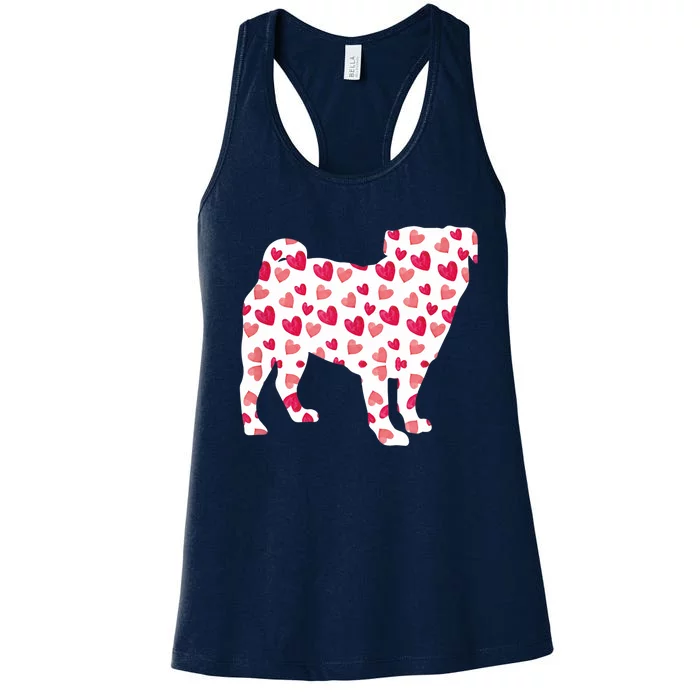 Valentines Day Pug Hearts Puppy Dog Lover Women's Racerback Tank